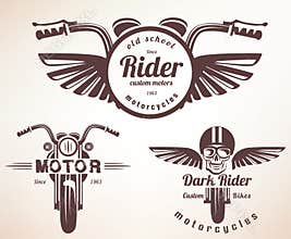 Set of vintage motorcycle labels, badges
