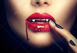 Halloween. vampire woman lips
