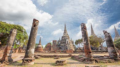 Temple wat Phra Si Sanphet antiquity beautiful Ayutthaya.