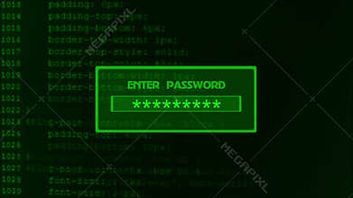 Animation of entering password on computer screen with access Granted message