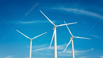Wind turbine on blue sky