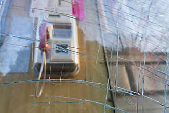 Vandalized public phone booth