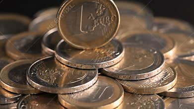 Euro coin on money pedestal