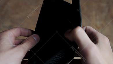 Leather wallet empty with no money