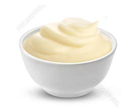 Mayonnaise sauce in bowl isolated on white background. One of the collection of various sauces