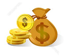 Dollar money bag and icon