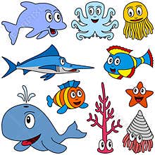 Cartoon Marine Animals Set [1]