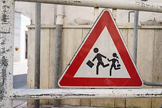 School Sign, Italy children crossing sign beside the street