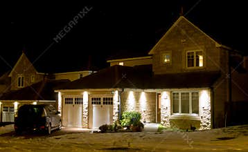 Modern house at night
