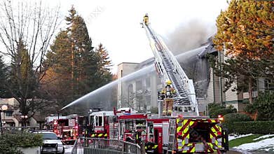Firefighter crews battling apartment complex fire