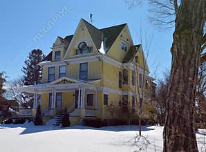 Yellow Italianate in Snow