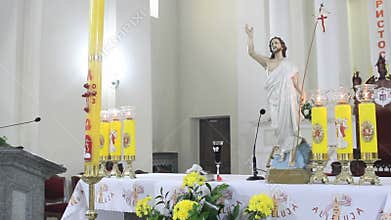 Altar in Catholic Church on Easter Sunday