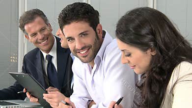 Satisfied businessman at meeting