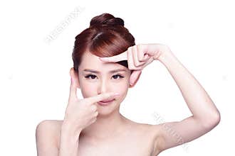 Woman face and eye care