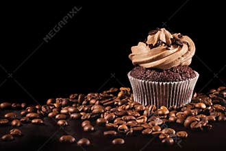 Coffee cupcake & coffee beans