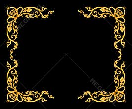 Ornament elements, vintage gold frame floral designs