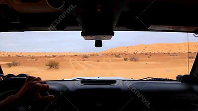 Driving off-road car in the sahara desert edited sequence
