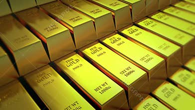 4k Gold bullion gold bars treasury wealth Ingot luxury finance goods trading.