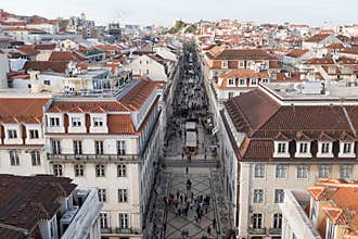 Aerial view of Lisbon cityscape
