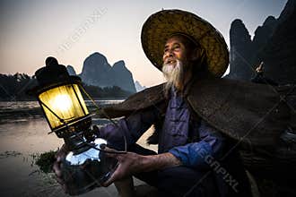 Cormorant fisherman portrait