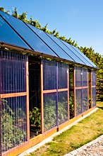 Eco glass house with solar panels