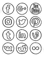 Social media hand drawn icons