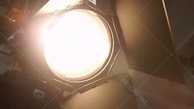 In studio a searchlight with frenela a lens