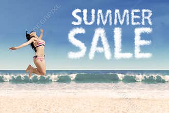 Summer sale concept with woman