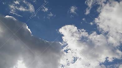 Full HD Time-lapse : White clouds running across the blue sky, Cloudscape time lapse