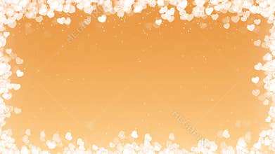 Valentines Day Video Frame with Flying Hearts on Gold Background.