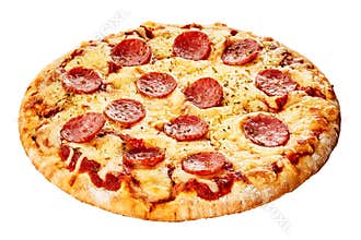 Italian pepperoni pizza on a thick pie crust