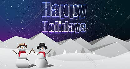 Illustration of christmas greeting with happy holidays message
