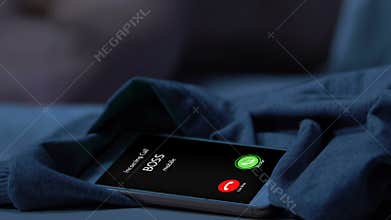 Missed call from boss at night, worker sleeps appreciates personal time and rest