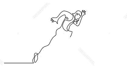 Animation of one line drawing of athlete running fast
