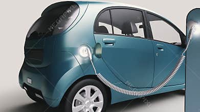 Electric car in charge, eco car, ecology, 3d render