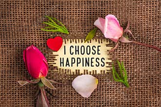 I choose happiness written in hole on the burlap