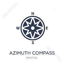 Azimuth compass icon. Trendy flat vector Azimuth compass icon on