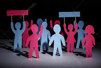 Strike of people with banners