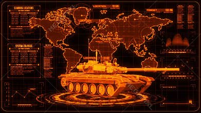 3D Orange Tank HUD Interface Motion Graphic Element