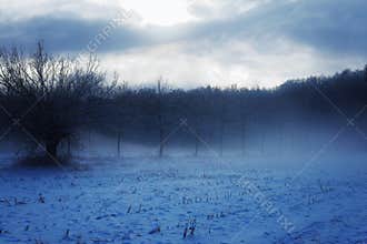 Winter landscape scenery italian countryside