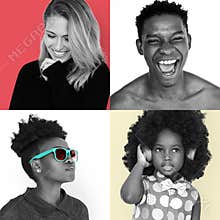 Portraits of diverse people set