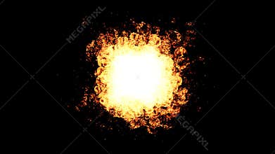 Explosion fire spark on black