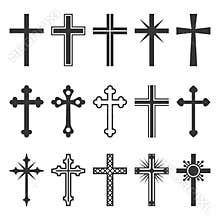 Christian Cross Icons Set on White Background. Vector
