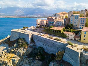 Aerial view of Calvi city, Corsica, France
