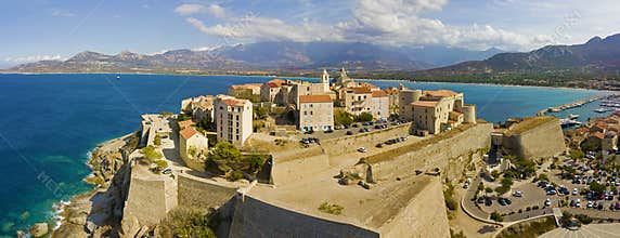 Aerial view of Calvi city, Corsica, France