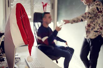 Two men in an office christmas party