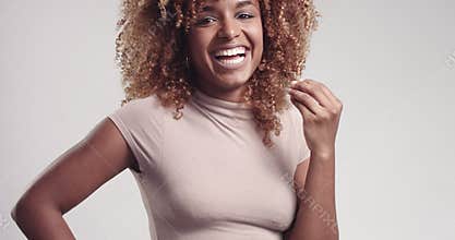 Pretty black girl with big hair posing video