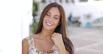 Beautiful young women smiling at camera