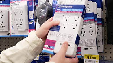 Motion of people buying usb surge protector