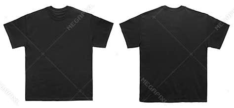Blank T Shirt color black template front and back view